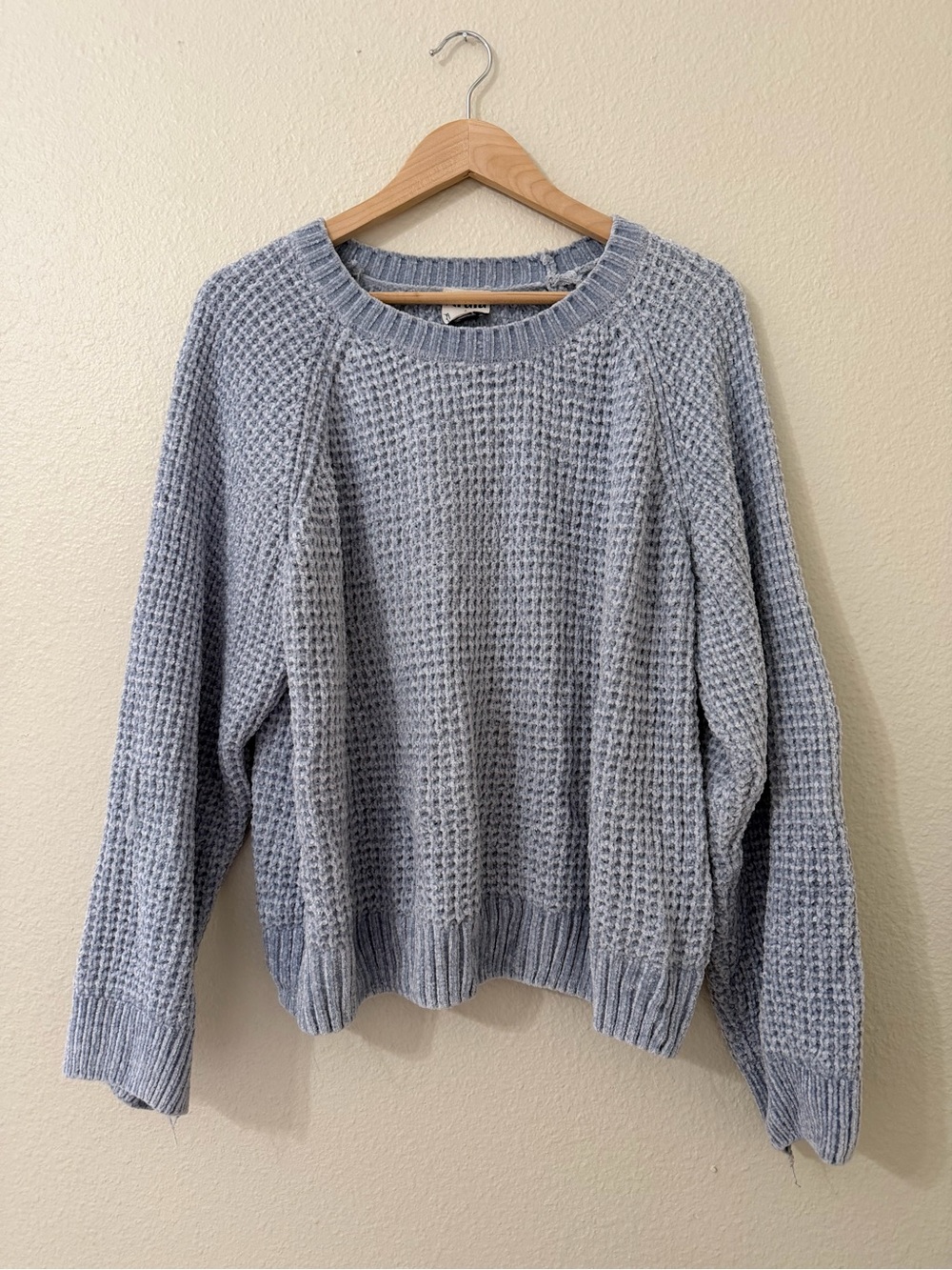 ARULA Light Blue Waffle Knit Crewneck Sweater